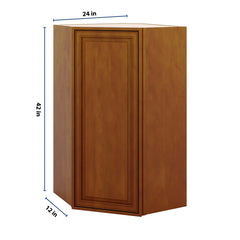 J&K Mocha Glazed K10 Wall Diagonal Cabinet - 24" W x 42" H