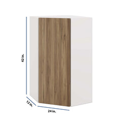 Modernform Cabinet Walnut 24" W X 42" H X 12" D Wall Diagonal Corner Cabinet
