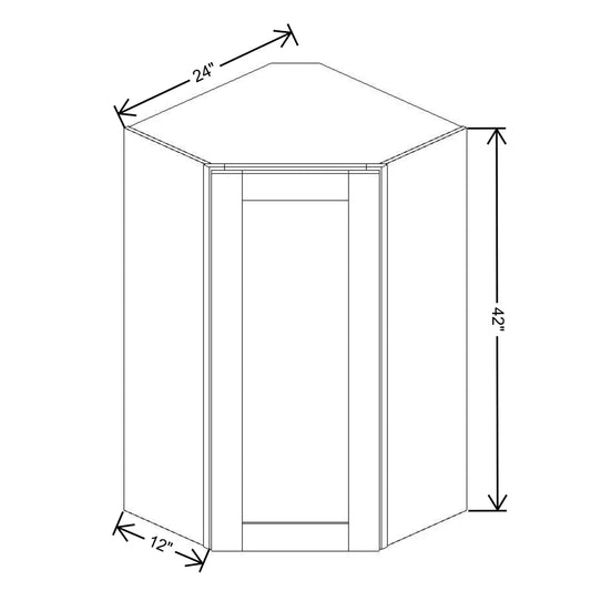 Fabuwood Quest Discovery Frost Diagonal Corner Wall 24"W x 42"H Shaker Cabinet