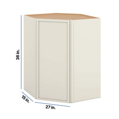 Modernform Cabinet Slim Dove White 27" W X 36" H X 15" D Wall Diagonal Corner Cabinet