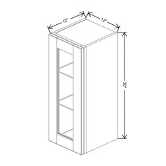 J&K Almond S2 Wall Glass Cabinet - 12" W x 30" H (No Glass Insert)