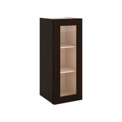 J&K Espresso K8 Wall Glass Cabinet - 12" W x 30" H (No Glass Insert)