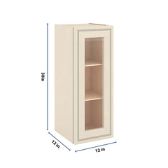 J&K Pearl Glazed H9 Wall Glass Cabinet - 12" W x 30" H (No Glass Insert)
