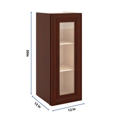 J&K Mahogany J5 Wall Glass Cabinet - 12" W x 30" H (No Glass Insert)