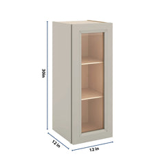 J&K Pebble B6 Wall Glass Cabinet - 12" W x 30" H (No Glass Insert)