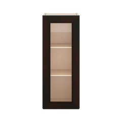 J&K Espresso K8 Wall Glass Cabinet - 12" W x 30" H (No Glass Insert)