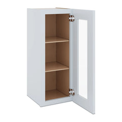 J&K White Shaker S8 Wall Glass Cabinet - 12" W x 30" H (No Glass Insert)