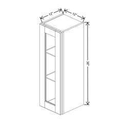 J&K Almond S2 Wall Glass Cabinet - 12" W x 36" H (No Glass Insert)