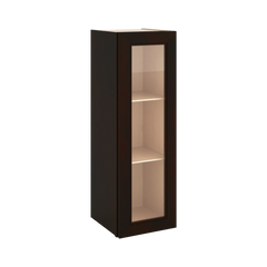 J&K Espresso K8 Wall Glass Cabinet - 12" W x 36" H (No Glass Insert)