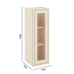 J&K Pearl Glazed H9 Wall Glass Cabinet - 12" W x 36" H (No Glass Insert)