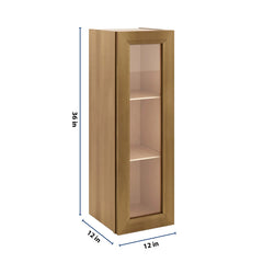 J&K Butterscotch B8 Wall Glass Cabinet - 12" W x 36" H (No Glass Insert)