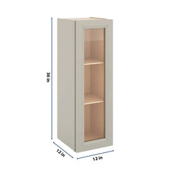 J&K Pebble B6 Wall Glass Cabinet - 12" W x 36" H (No Glass Insert)