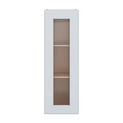 J&K White Shaker S8 Wall Glass Cabinet - 12" W x 36" H (No Glass Insert)