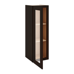 J&K Espresso K8 Wall Glass Cabinet - 12" W x 36" H (No Glass Insert)