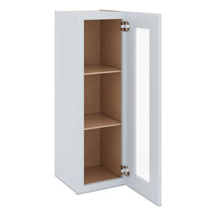 J&K White Shaker S8 Wall Glass Cabinet - 12" W x 36" H (No Glass Insert)