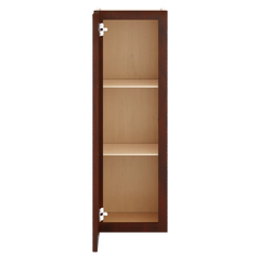 J&K Mahogany J5 Wall Glass Cabinet - 12" W x 36" H (No Glass Insert)