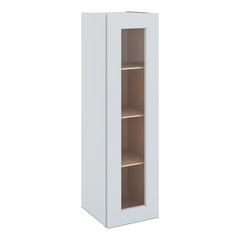 J&K White Shaker S8 Wall Glass Cabinet - 12" W x 42" H (No Glass Insert)