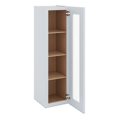 J&K White Shaker S8 Wall Glass Cabinet - 12" W x 42" H (No Glass Insert)