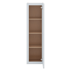 J&K White Shaker S8 Wall Glass Cabinet - 12" W x 42" H (No Glass Insert)