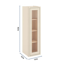 J&K Pearl Glazed H9 Wall Glass Cabinet - 12" W x 42" H (No Glass Insert)