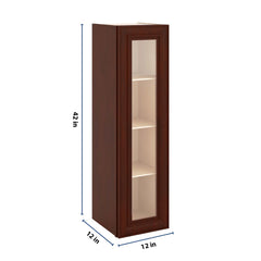 J&K Mahogany J5 Wall Glass Cabinet - 12" W x 42" H (No Glass Insert)