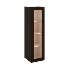 J&K Espresso K8 Wall Glass Cabinet - 12" W x 42" H (No Glass Insert)