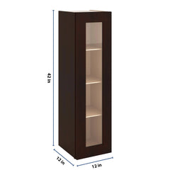 J&K Java Coffee S1 Wall Glass Cabinet - 12" W x 42" H (No Glass Insert)