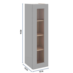 J&K Castle Grey S5 Wall Glass Cabinet - 12" W x 42" H (No Glass Insert)