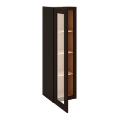 J&K Espresso K8 Wall Glass Cabinet - 12" W x 42" H (No Glass Insert)