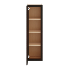 J&K Espresso K8 Wall Glass Cabinet - 12" W x 42" H (No Glass Insert)