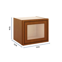 J&K Mocha Glazed K10 Wall Glass Cabinet - 15" W x 12" H (No Glass Insert)