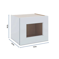 J&K White Shaker S8 Wall Glass Cabinet - 15" W x 12" H (No Glass Insert)