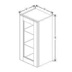 J&K Almond S2 Wall Glass Cabinet - 15" W x 30" H (No Glass Insert)