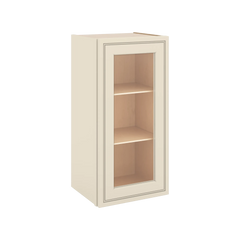 J&K Pearl Glazed H9 Wall Glass Cabinet - 15" W x 30" H (No Glass Insert)