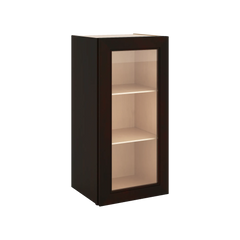 J&K Espresso K8 Wall Glass Cabinet - 15" W x 30" H (No Glass Insert)
