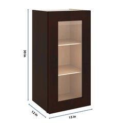 J&K Java Coffee S1 Wall Glass Cabinet - 15" W x 30" H (No Glass Insert)
