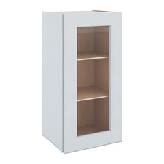 J&K White Shaker S8 Wall Glass Cabinet - 15" W x 30" H (No Glass Insert)