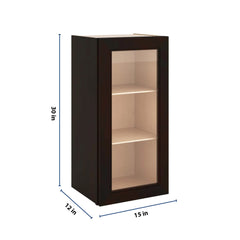 J&K Espresso K8 Wall Glass Cabinet - 15" W x 30" H (No Glass Insert)