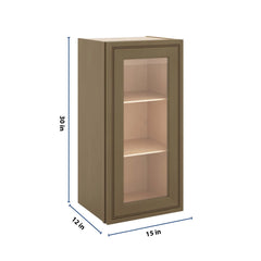 J&K Hazel H8 Wall Glass Cabinet - 15" W x 30" H (No Glass Insert)