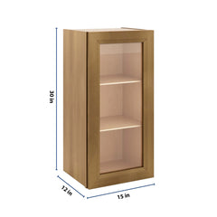 J&K Butterscotch B8 Wall Glass Cabinet - 15" W x 30" H (No Glass Insert)