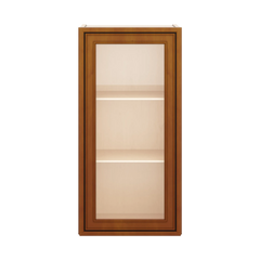 J&K Mocha Glazed K10 Wall Glass Cabinet - 15" W x 30" H (No Glass Insert)