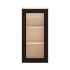 J&K Espresso K8 Wall Glass Cabinet - 15" W x 30" H (No Glass Insert)