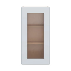 J&K White Shaker S8 Wall Glass Cabinet - 15" W x 30" H (No Glass Insert)