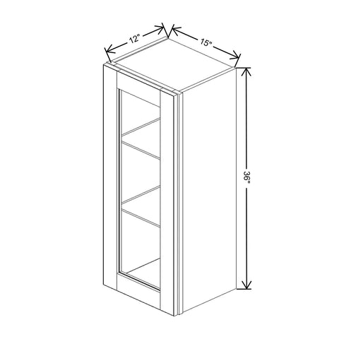 J&K Mahogany J5 Wall Glass Cabinet - 15" W x 36" H (No Glass Insert)