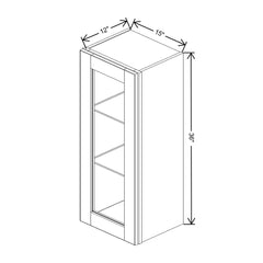 J&K Almond S2 Wall Glass Cabinet - 15" W x 36" H (No Glass Insert)