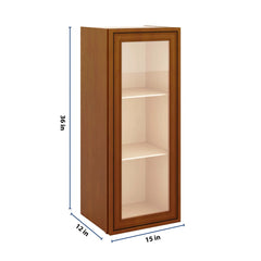 J&K Mocha Glazed K10 Wall Glass Cabinet - 15" W x 36" H (No Glass Insert)
