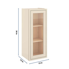J&K Pearl Glazed H9 Wall Glass Cabinet - 15" W x 36" H (No Glass Insert)