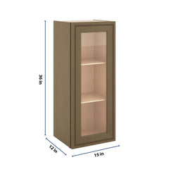 J&K Hazel H8 Wall Glass Cabinet - 15" W x 36" H (No Glass Insert)