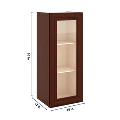 J&K Mahogany J5 Wall Glass Cabinet - 15" W x 36" H (No Glass Insert)