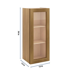 J&K Butterscotch B8 Wall Glass Cabinet - 15" W x 36" H (No Glass Insert)